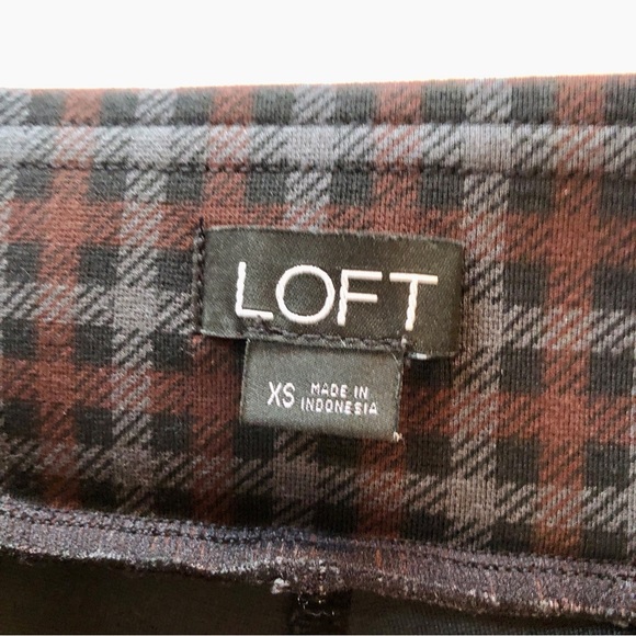 LOFT Plaid Ponte Leggings Gray Black Rust (XS) - Picture 5 of 12